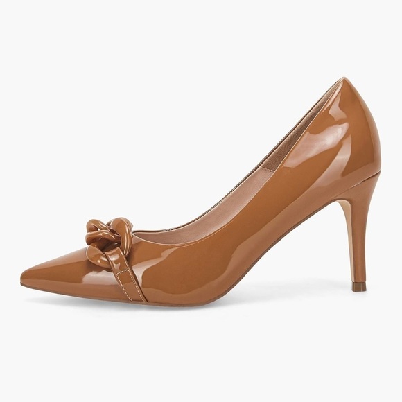 STEVE MADDEN LALETTE CHAINLINK POINTED TOE PUMP IN CAMEL - Picture 3 of 8